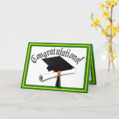 卒業スクールカラー金ゴールド&グリーン カード (黄色い花)