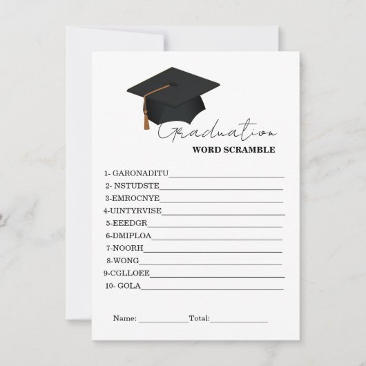 卒業スシンプルクランブル単語卒業ゲーム 招待状 (正面)