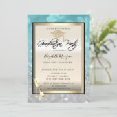 卒業スタイリッシュキャップ、ワイングラス《写真》ぼけ味卒業 招待状 (スタンド正面)