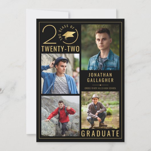 卒業スタイリッシュクラス年5フォトカスタムカラー 案内状 (正面)