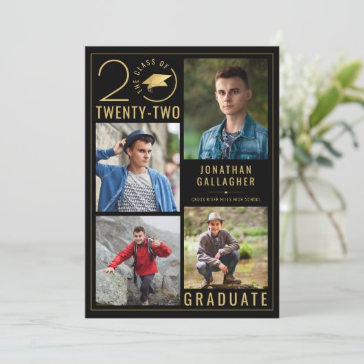 卒業スタイリッシュクラス年5フォトカスタムカラー 案内状 (スタンド正面)