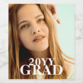 卒業スタイリッシュ写真日付卒業シンプル用スクリプト ワインラベル (シングルラベル)