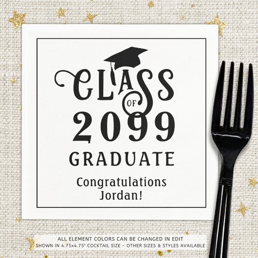 卒業スタイリッシュ学年のカスタム色 スタンダードランチョンナプキン