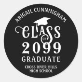 卒業スタイリッシュ学年のカスタム色 ラウンドシール (正面)