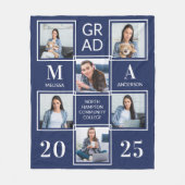 卒業スタイリッシュ6 Photo Navy Blue卒業 フリースブランケット (正面)