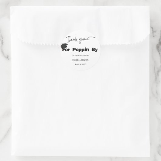 卒業ステッカーのポコーンありがとう ラウンドシール (バッグ)