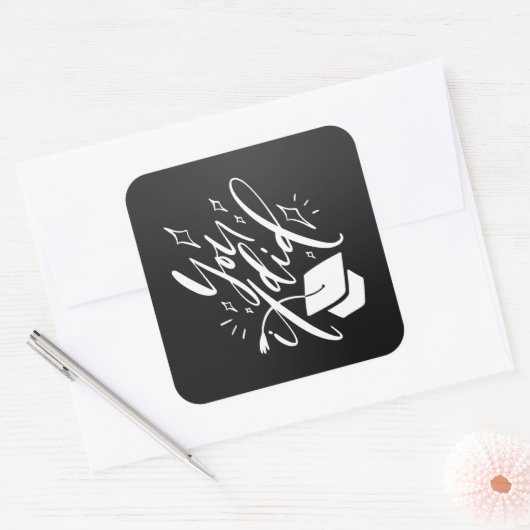 卒業ステッカー。ギフトまたはパーティー装飾アイディア。 スクエアシール (封筒)