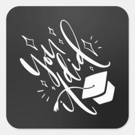 卒業ステッカー。ギフトまたはパーティー装飾アイディア。 スクエアシール