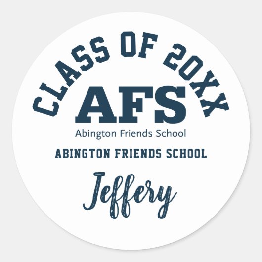 卒業ステッカーAbington Friends学校 ラウンドシール (正面)