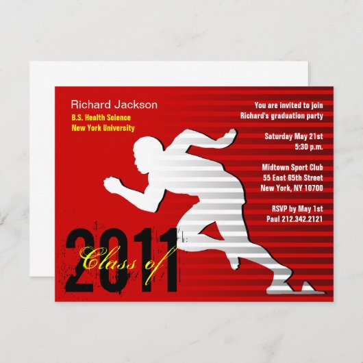 卒業スポーツパーティの招待状ランニングズ 招待状 (正面/裏面)