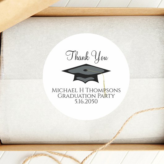 卒業スモダンクリプトエレガントタイポグラフィ ラウンドシール