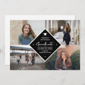 卒業スモダンクリプトエレガント4写真コラージュa 案内状 (正面/裏面)