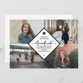 卒業スモダンクリプトエレガント4写真コラージュa 案内状 (正面/裏面)