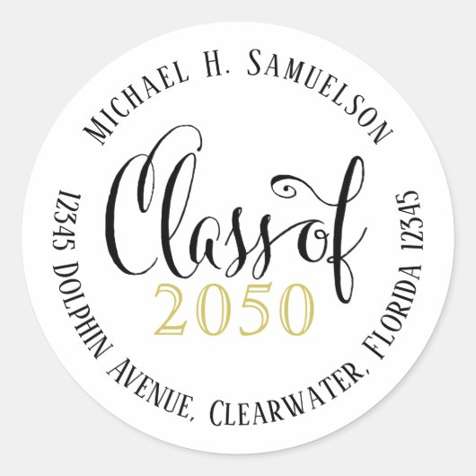 卒業スモダンクリプトクラシック金ゴールド黒 ラウンドシール (正面)