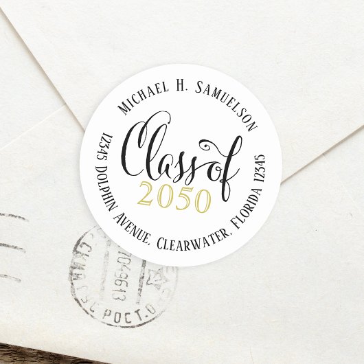 卒業スモダンクリプトクラシック金ゴールド黒 ラウンドシール