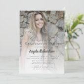 卒業スモダンクリプトタイポグラフィ写真パーティー 招待状 (スタンド正面)