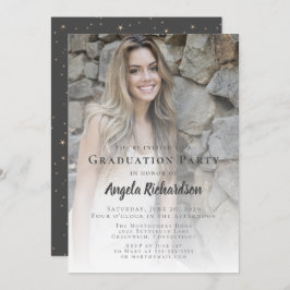 卒業スモダンクリプトタイポグラフィ写真パーティー 招待状