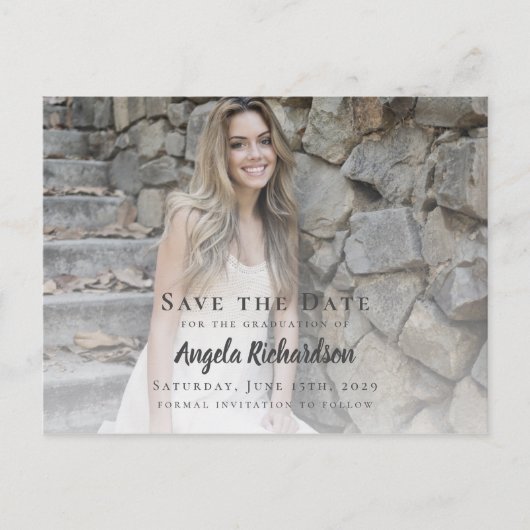 卒業スモダンクリプト日付の写真の保存 インビテーションポストカード (正面)