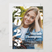 卒業タイポグラフィ写真QRコードソーシャルメディア 招待状 (正面)