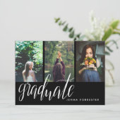 卒業タイポグラフィ3枚写真卒業パーティー 招待状 (スタンド正面)