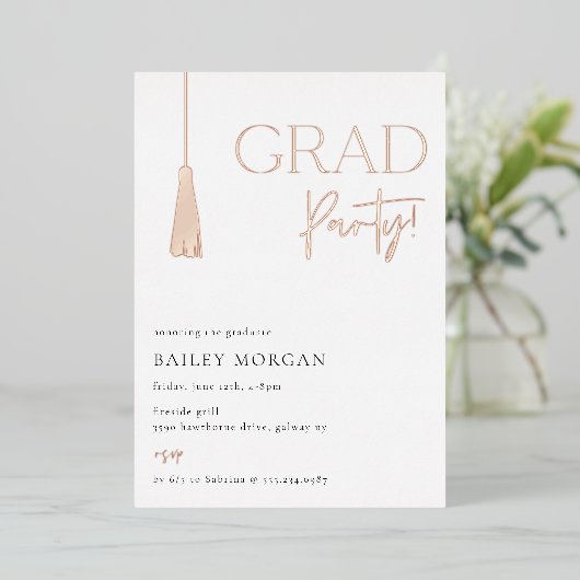 卒業タッセルグラードパーティーフォイル招待状 箔招待状 (立ち正面)