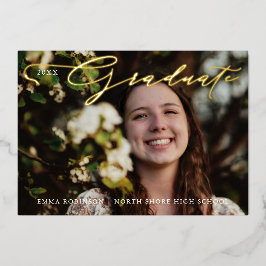 卒業タッセルスクリプトフォト招待状 箔招待状