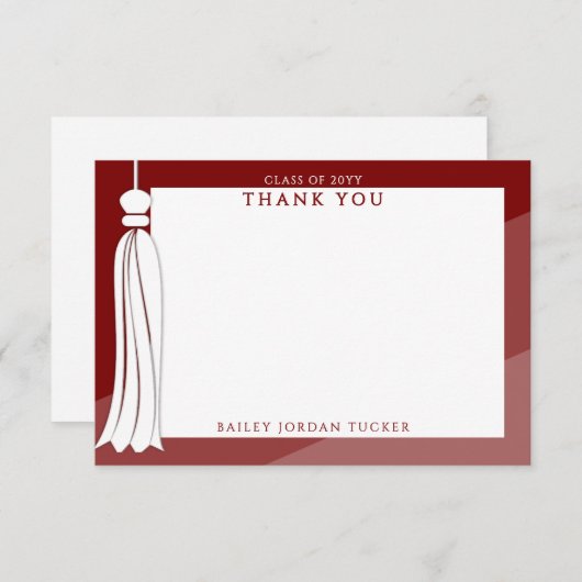 卒業タッセルダークレッドグラデーションありがとう サンキューカード (正面/裏面)