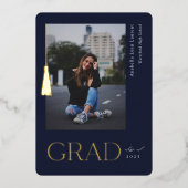 卒業タッセルフォトフォイル発表 箔招待状 (正面)