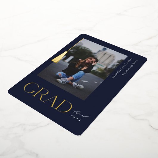 卒業タッセルフォトフォイル発表 箔招待状 (回転した状態)