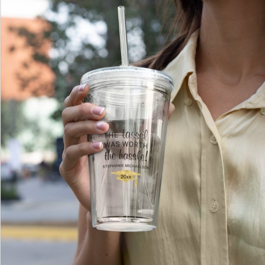 卒業タッセルワースパーソナライズされたザ・ハッスル アクリルタンブラー