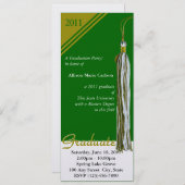 卒業タッセル/金ゴールドと緑 招待状 (正面/裏面)