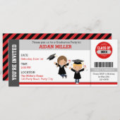 卒業チケット招待状（かわいい少年） 招待状 (正面/裏面)