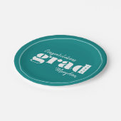 卒業ティール（緑がかった色）モダン卒業党紙プレート ペーパープレート (アングル)