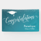 卒業ティール（緑がかった色）勾配グラデーション 横断幕 (横)