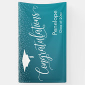 卒業ティール(緑がかった色)勾配グラデーション 横断幕 (縦)