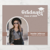 卒業テラコッタボホアーチフォト スパークリングワインラベル (シングルラベル)