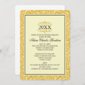 卒業テンプレートゴールデンイエローフォーマル 招待状 (正面/裏面)