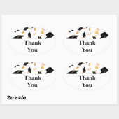 卒業テーマキャップとディプロマブラック金ゴールドホワイト 楕円形シール (シート)