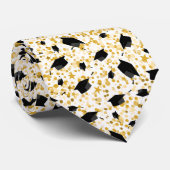 卒業テーマブラックキャップと金ゴールドスター ネクタイ (ロール)