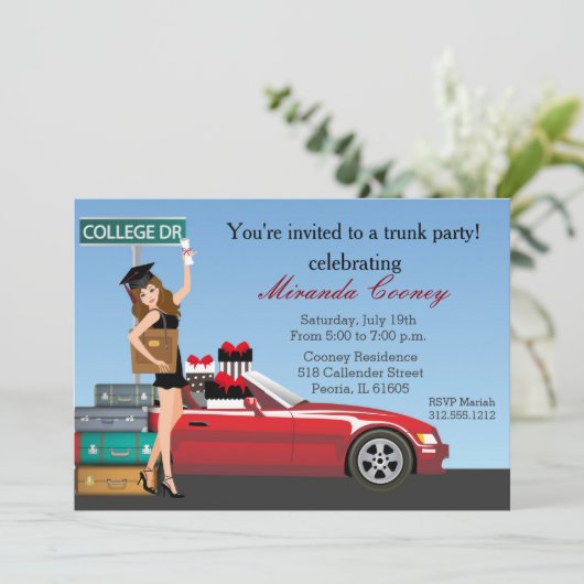 卒業トランクパーティーブルネット大学遠くに行 招待状 (スタンド正面)