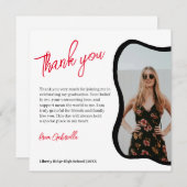 卒業トレンディーの波状フレームの写真サンキューカード サンキューカード (正面/裏面)