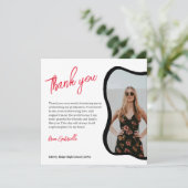 卒業トレンディーの波状フレームの写真サンキューカード サンキューカード (スタンド正面)