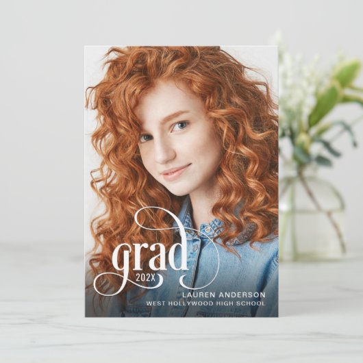 卒業トレンディー写真卒業発表 招待状 (スタンド正面)