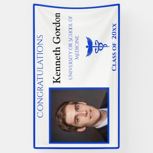 卒業ドクターカドゥセウスパープルNYU大学 横断幕 (縦)