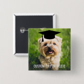 卒業ドッグ着用被グラッドキャップカスタム文字 缶バッジ (正面&裏面)