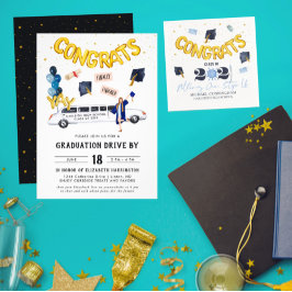 卒業ドライブバイパレードパーティー |白いリムジン 招待状