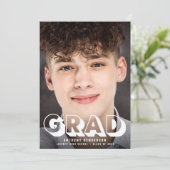 卒業ドライブByパーティーカッコいいPhoto White Script 招待状 (スタンド正面)