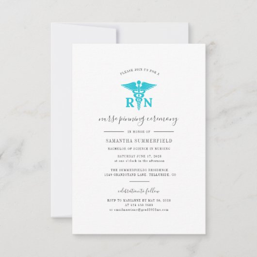 卒業ナースピン留め式2025写真 招待状 (正面)