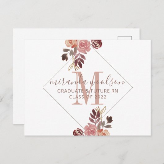 卒業ナースモノグラムフローラ発表Pos 案内ポストカード (正面/裏面)