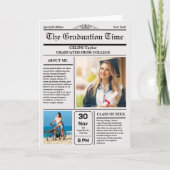 卒業ニュース記念招待状 – 印刷可能 招待状 (正面)